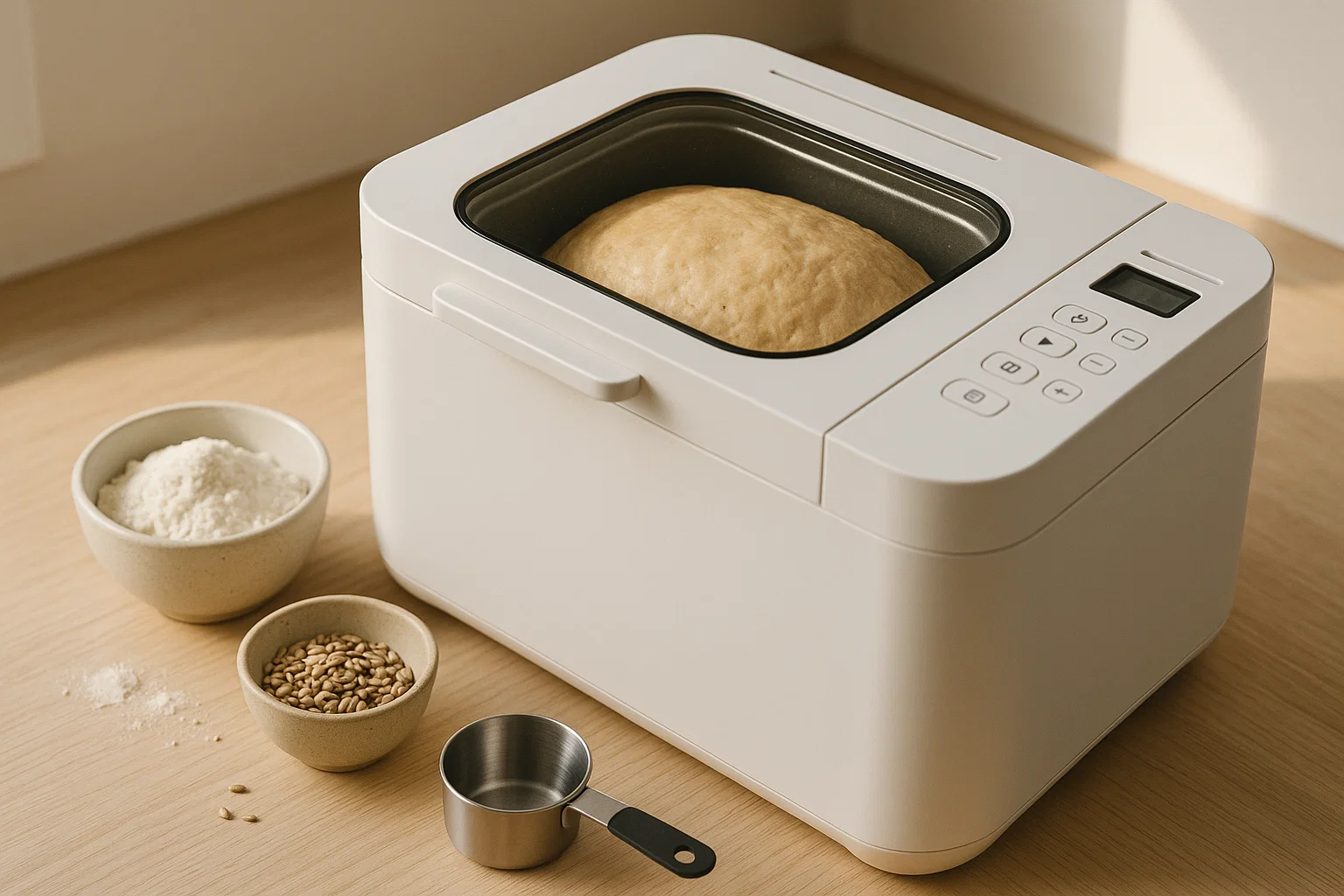 brodbakemaskin-2 Brødbakemaskin med deig og ingredienser