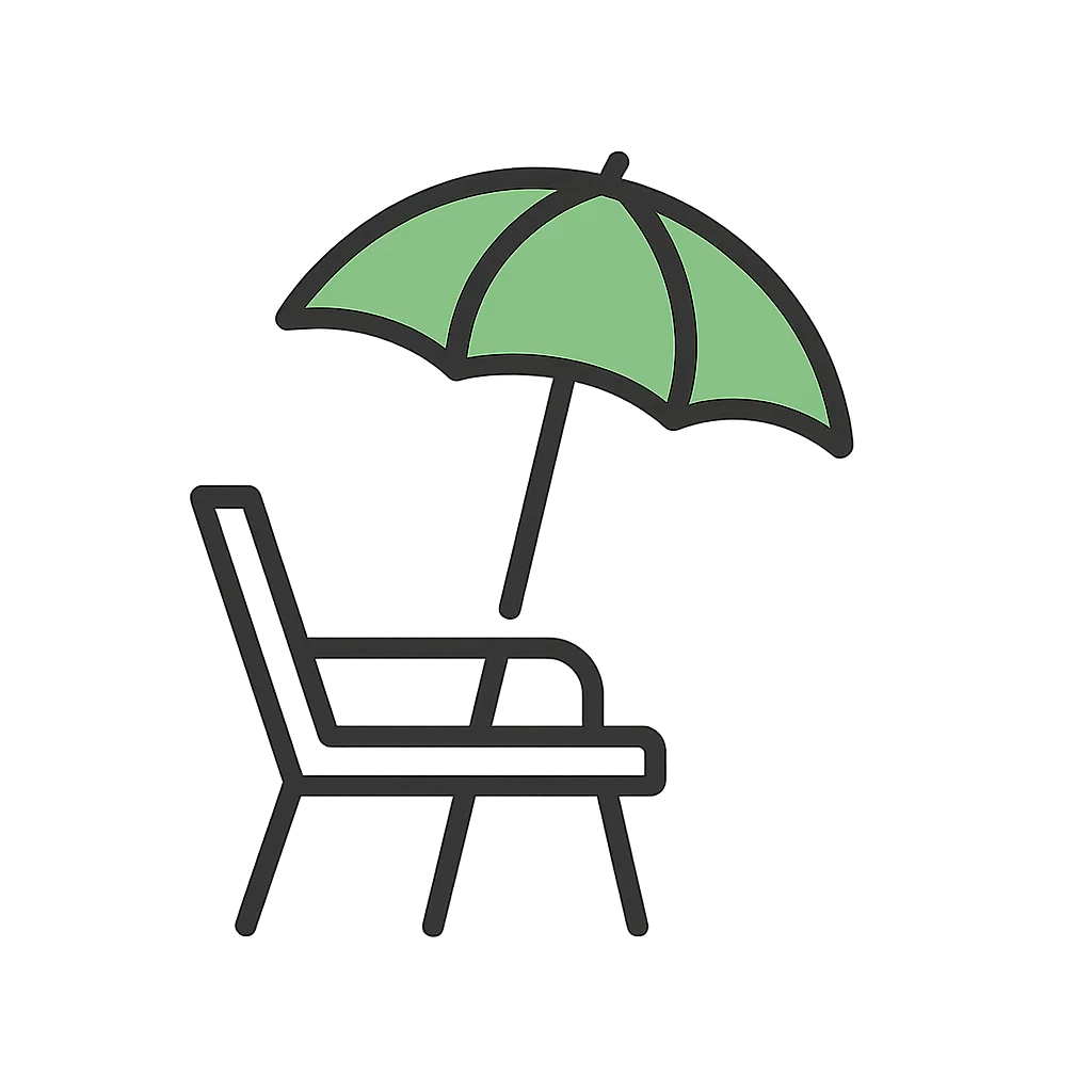 Stol med parasoll i hagen