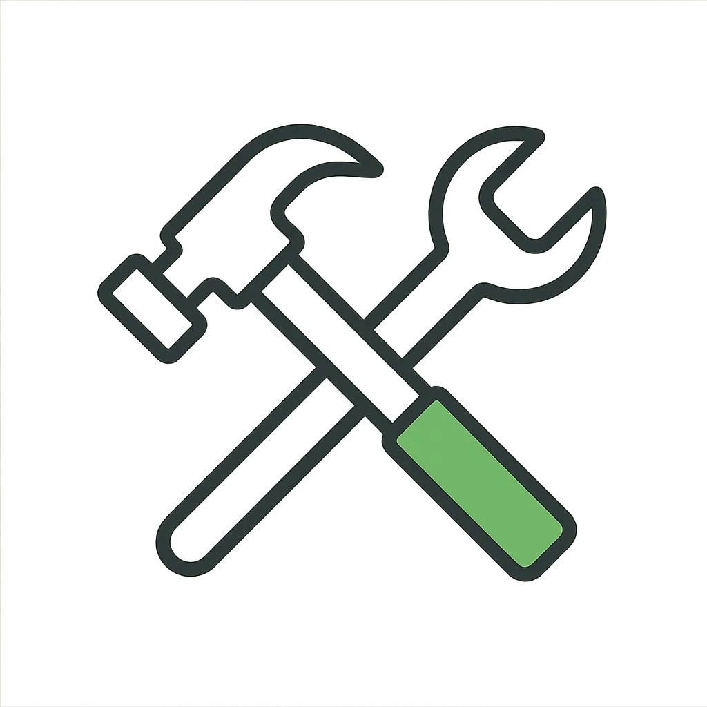 Hammer og skiftenøkkel krysset