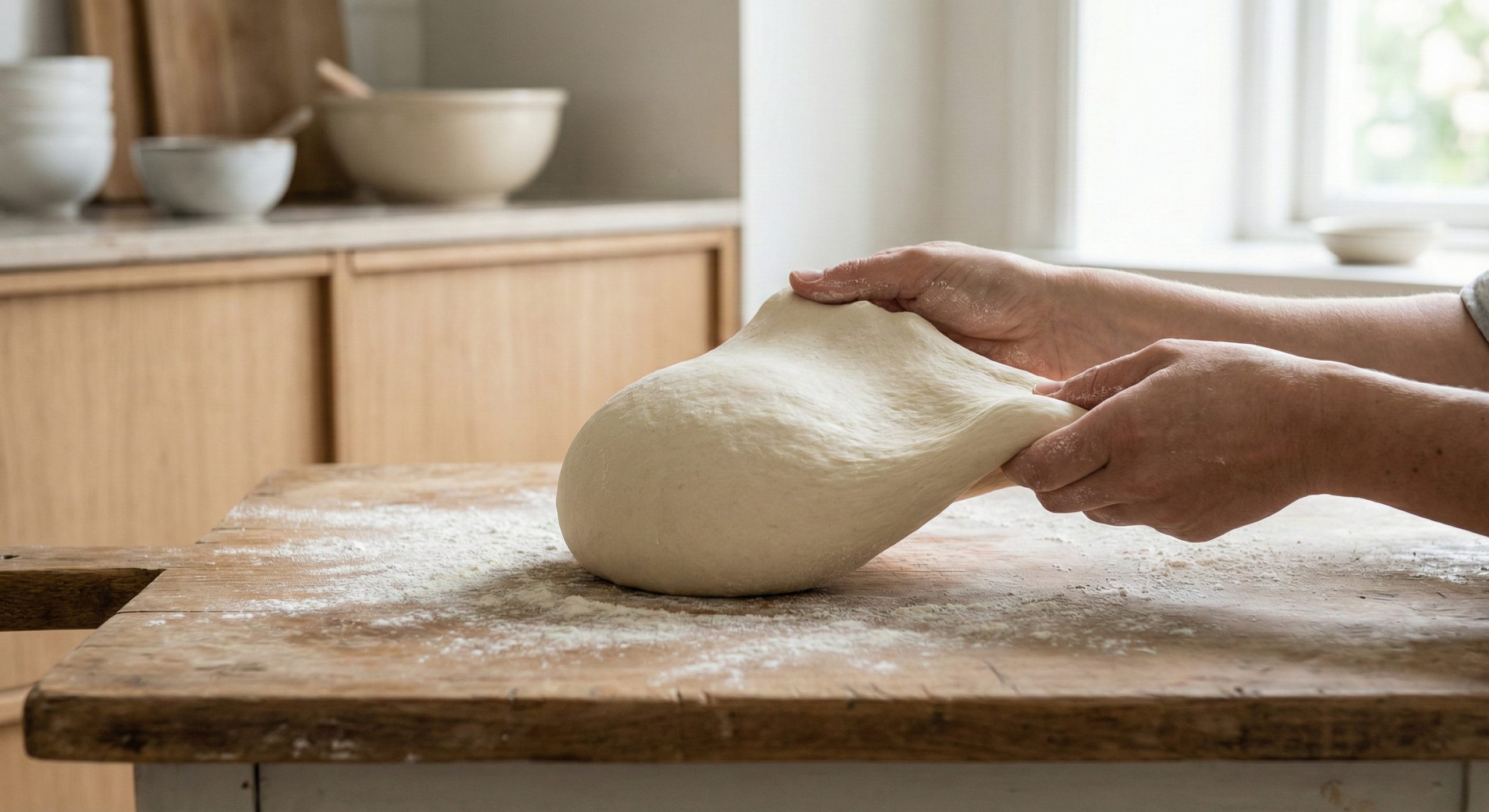 Et brød som strekkes for å illustrere viktigheten av gluten i brød