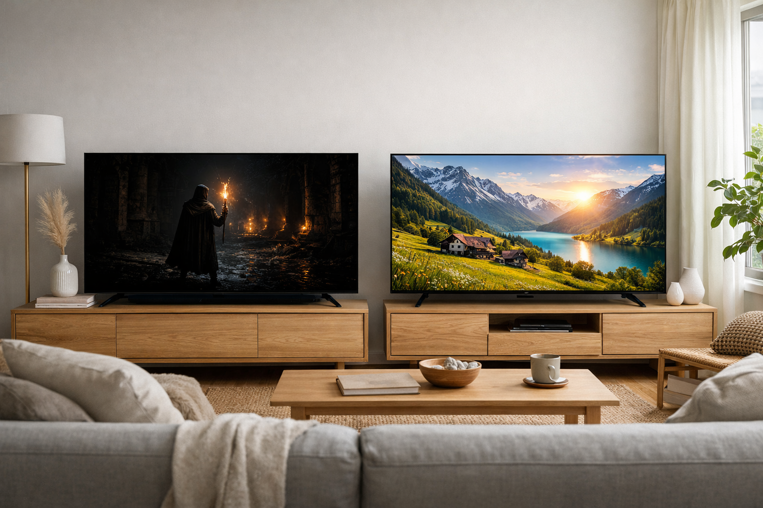 OLED og QLED-TVer side om side