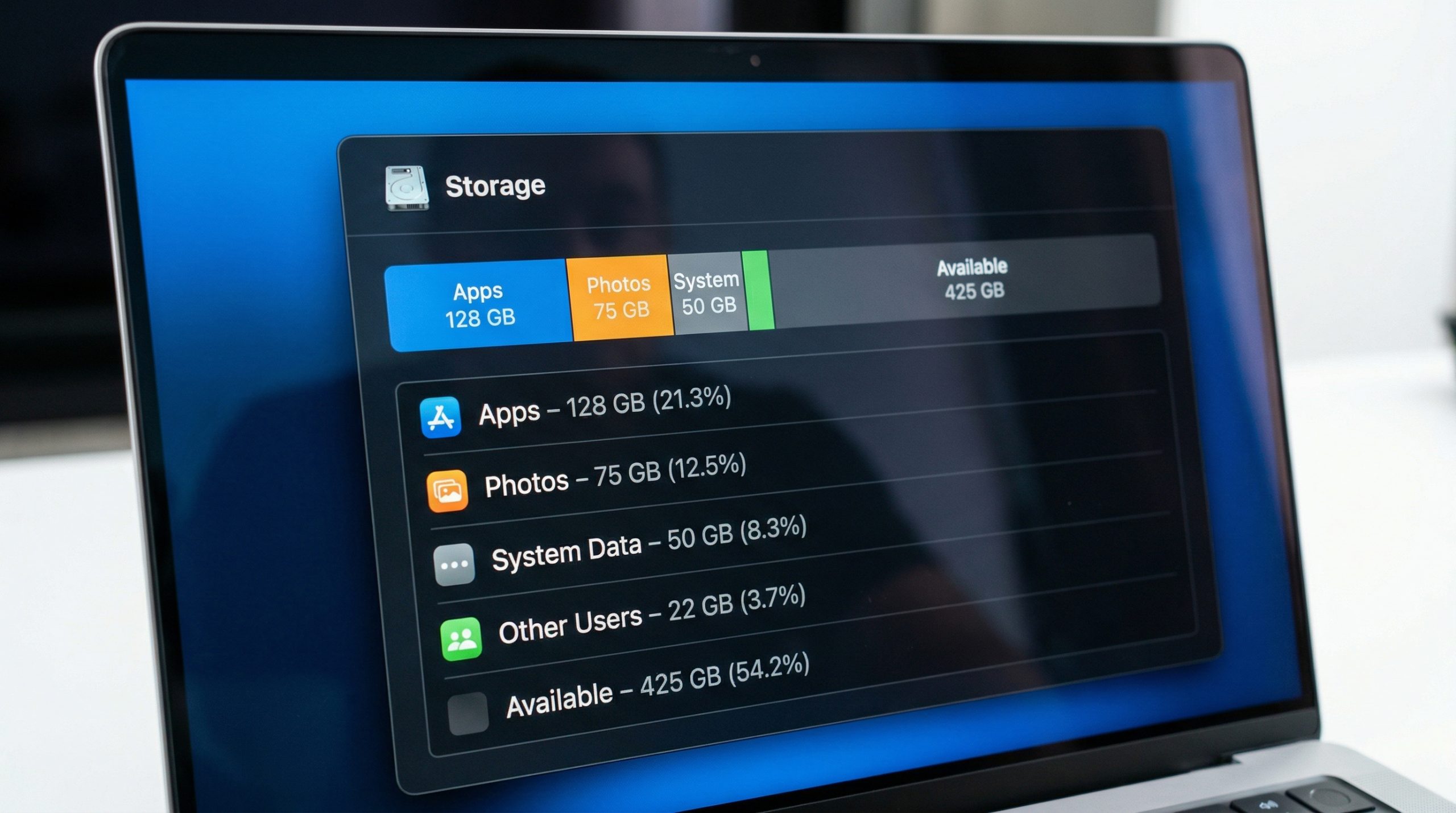 En mac som viser lagringsskjermen