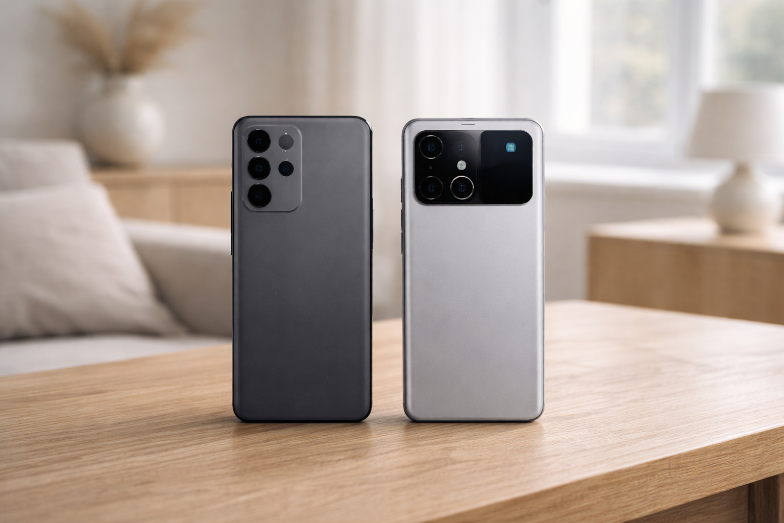 En samsung og en xiaomi-mobil ved siden av hverandre