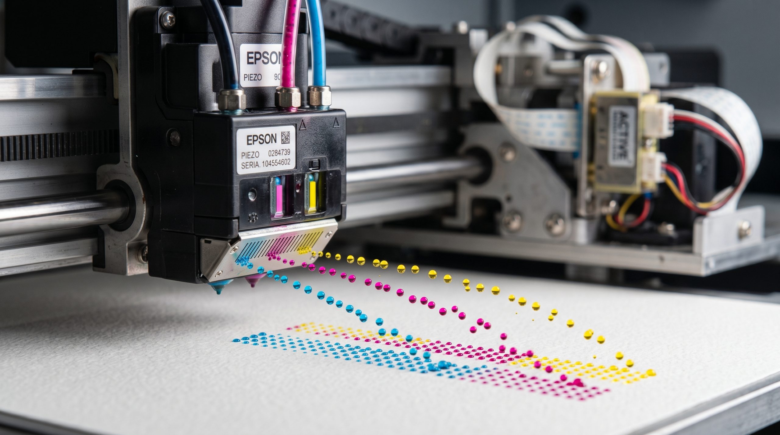 En blekkskriver som spytter blekk ut på et papir