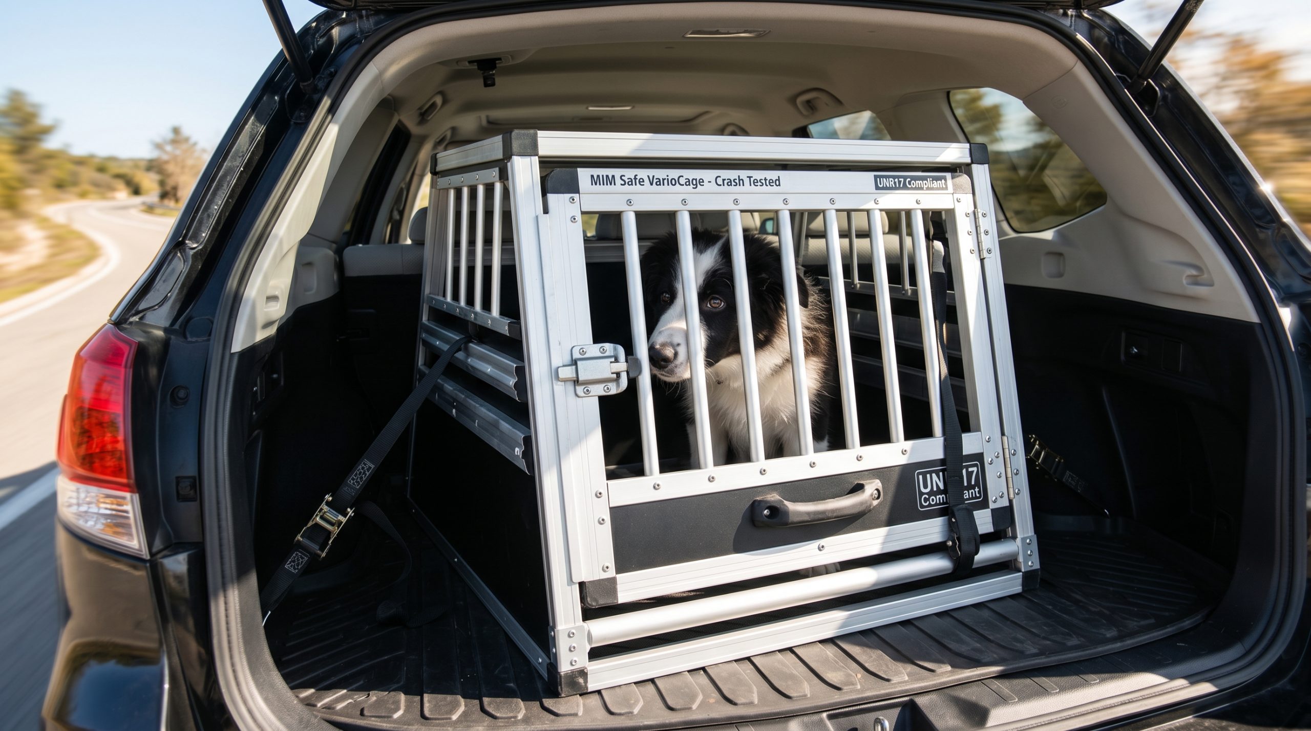 Et moderne aluminiumsbur i en bil