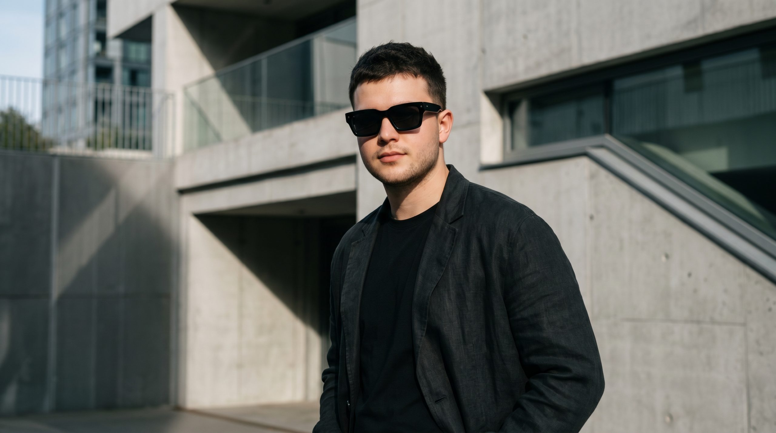 En mann med moderne solbriller