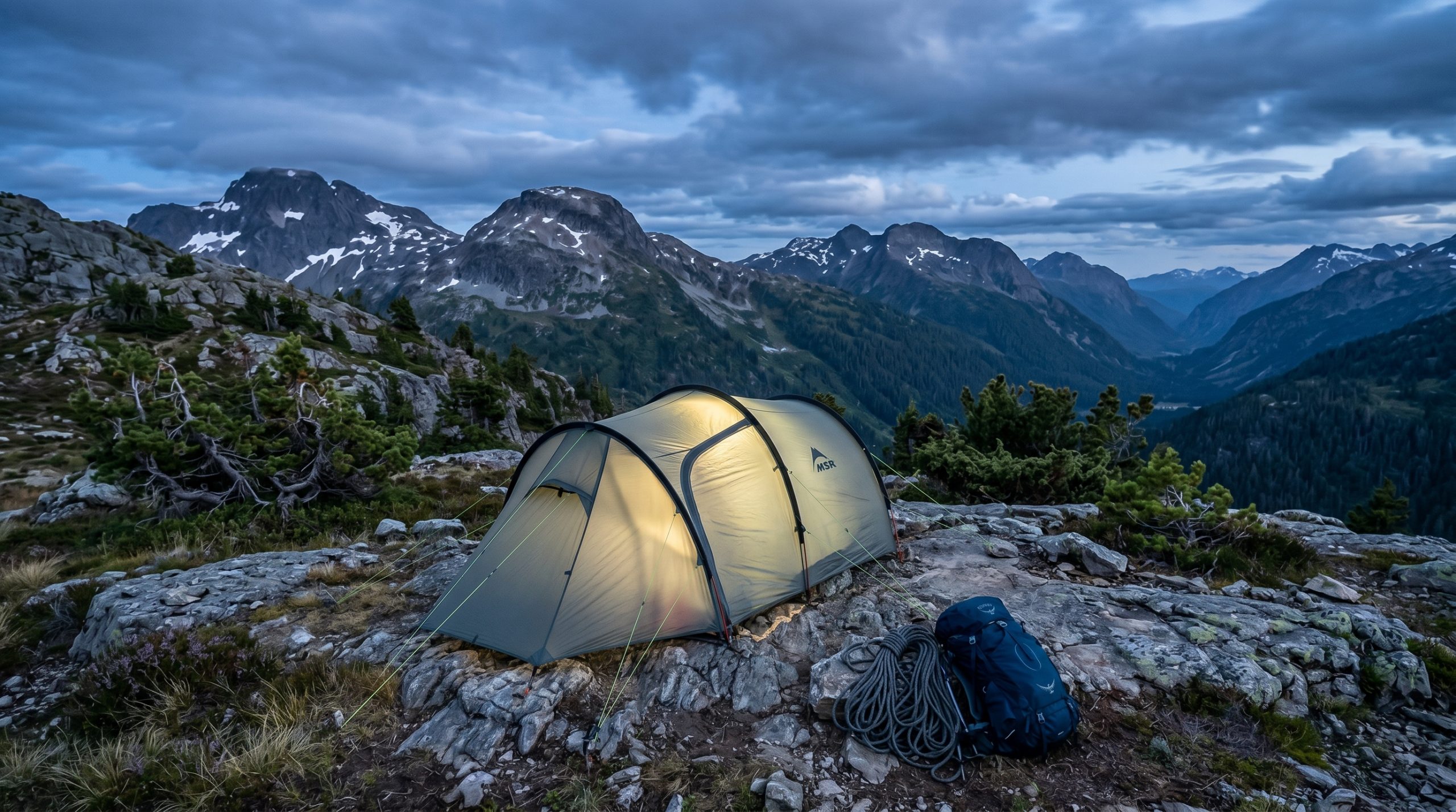 Et moderne telt på en fjellknaus