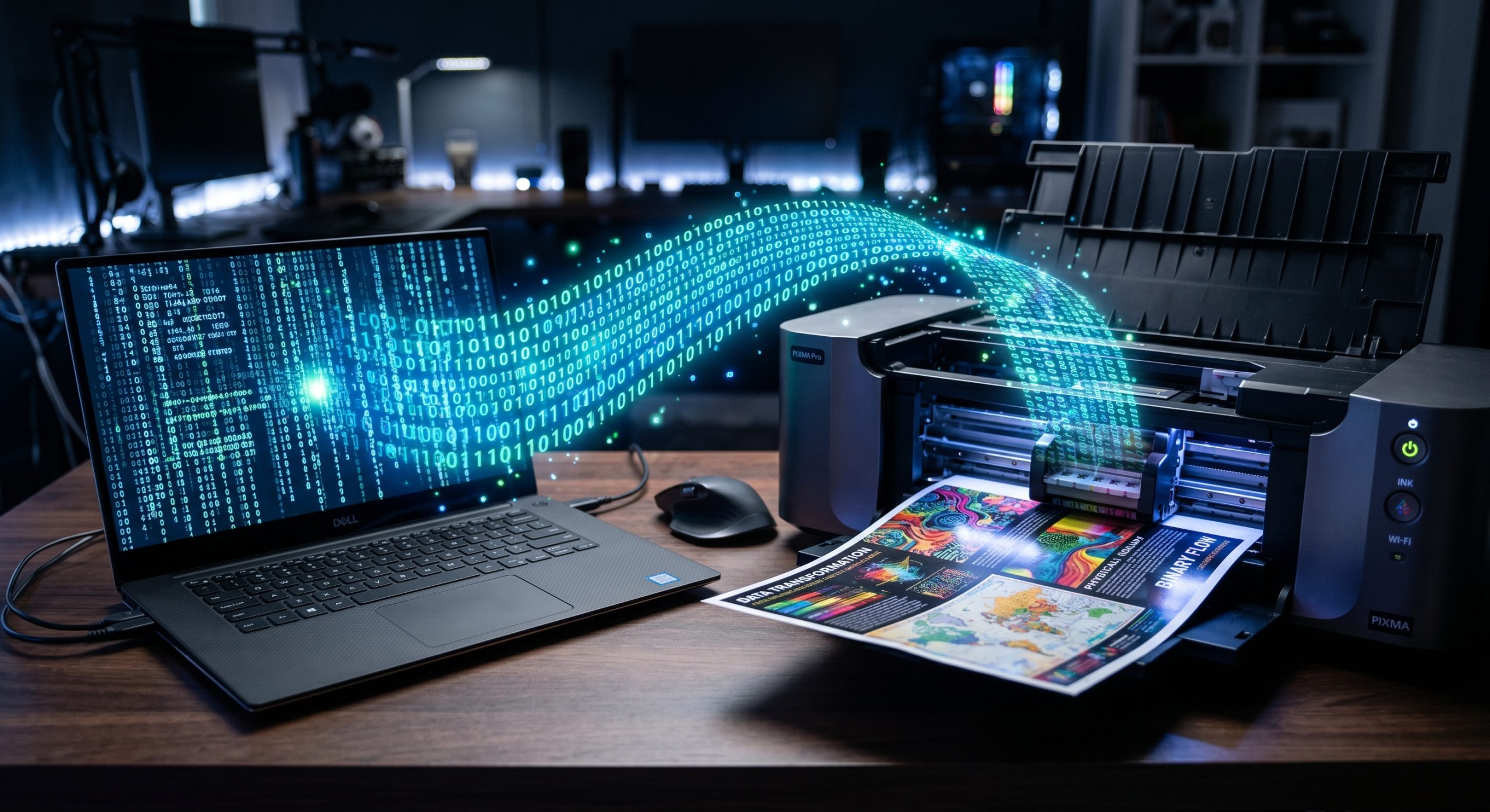 A printer communicating with a computer