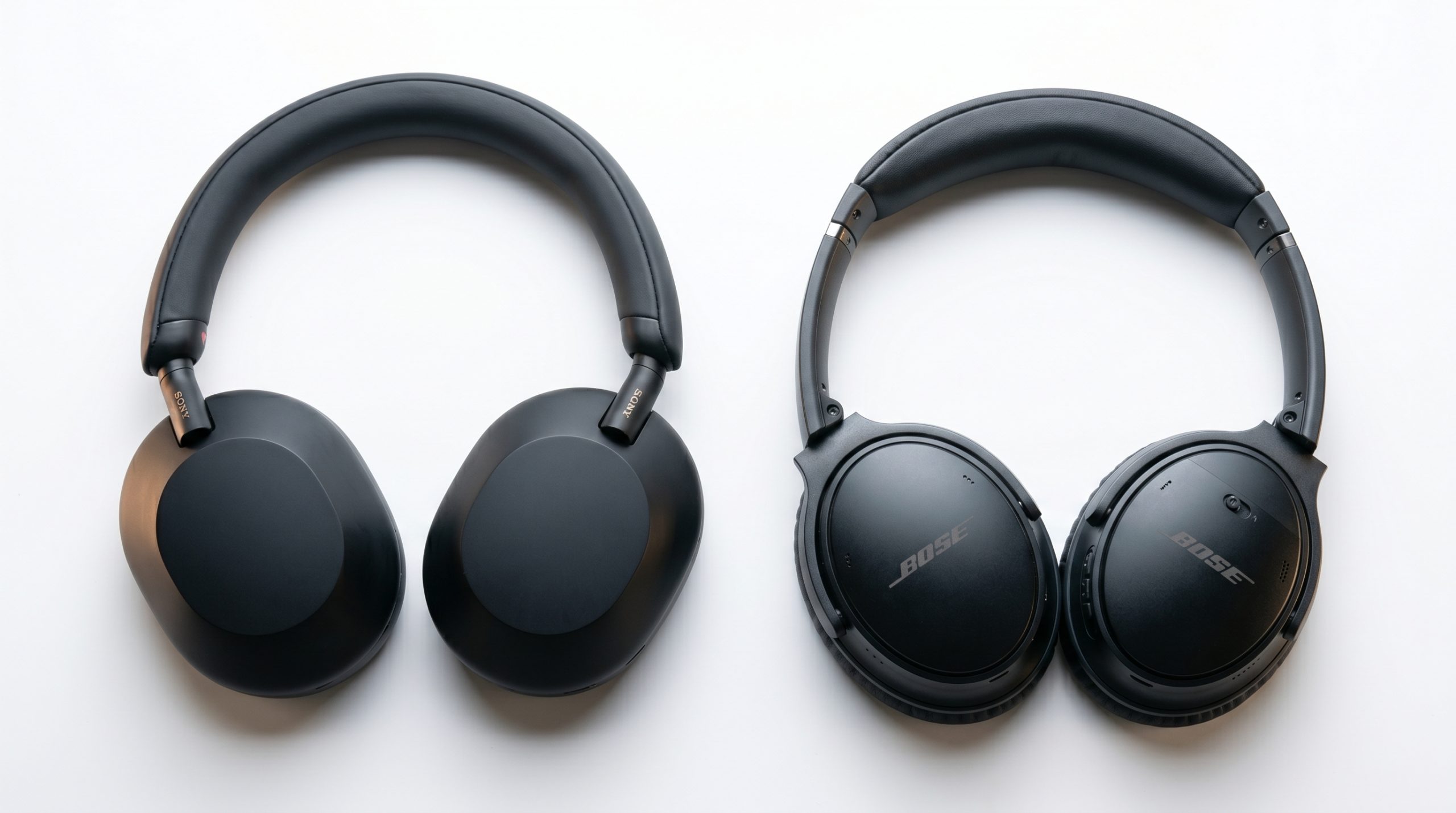 Sony WH1000XM5 og Bose QuietComfort Ultra side om side