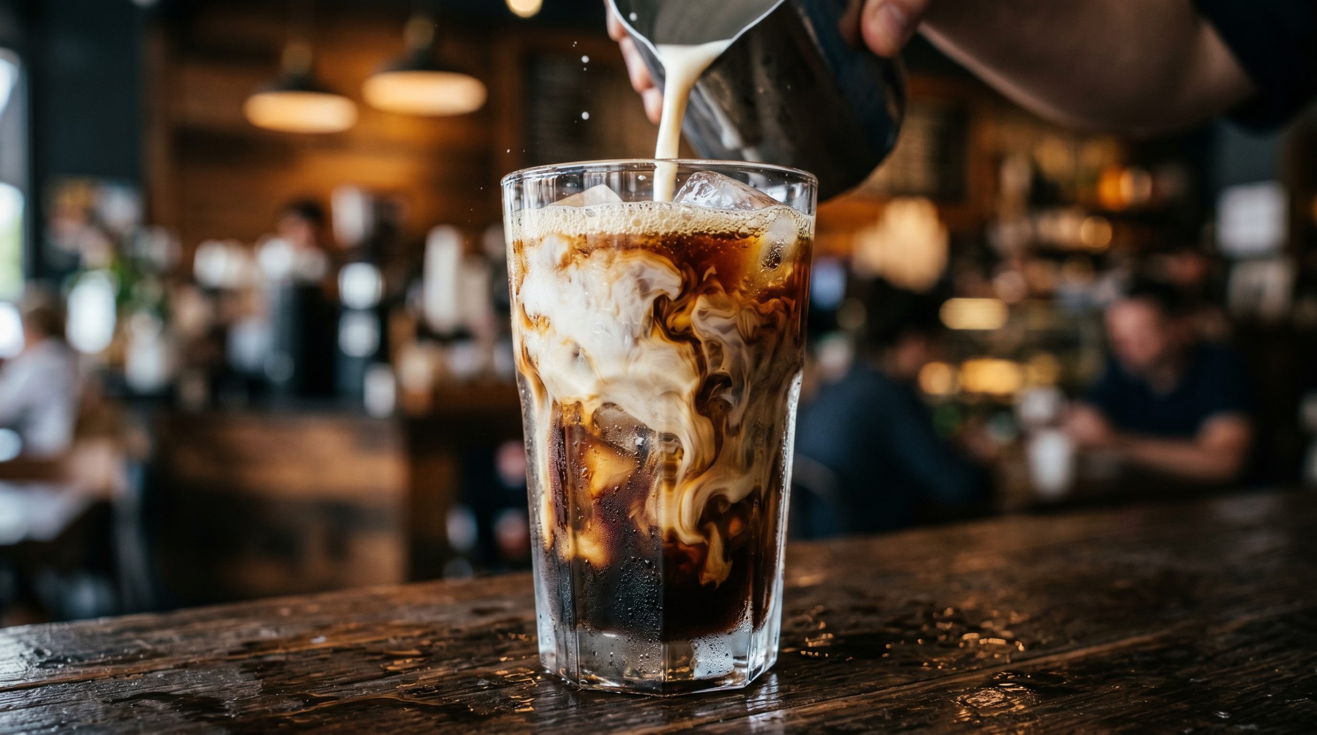 En nydelig kopp iskaffe på en bar