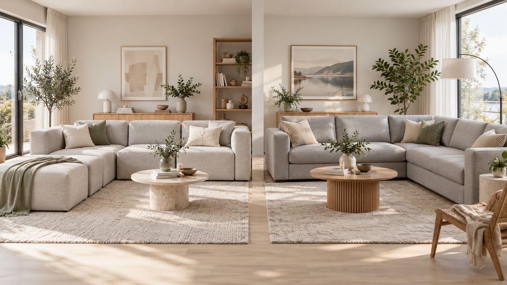 En modulsofa og en hjørnesofa side om side
